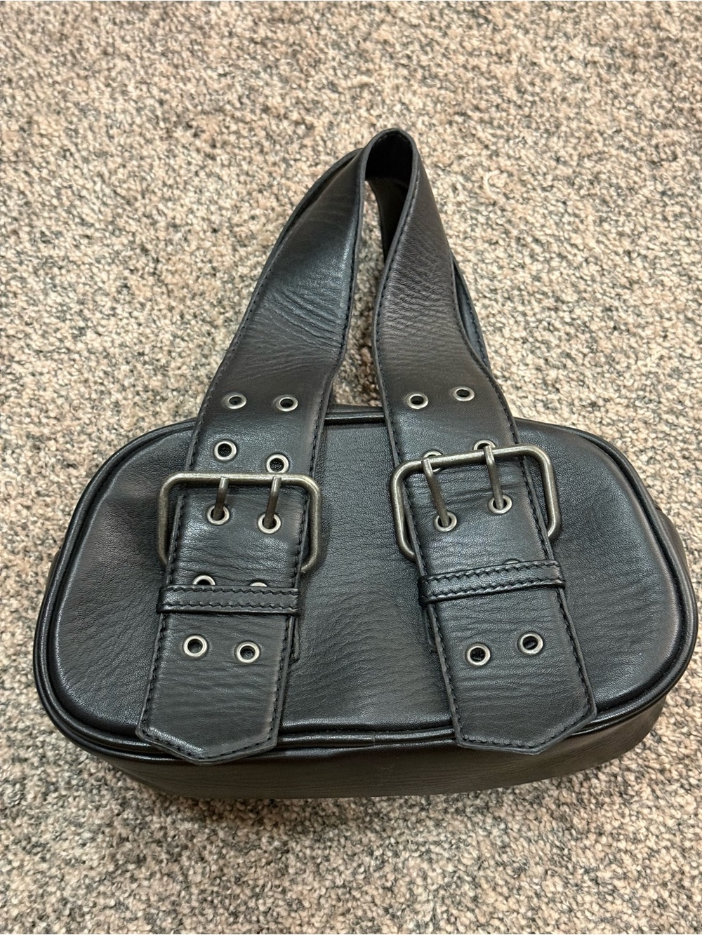 Free People Black Mini Shoulder Bag with Buckle Straps